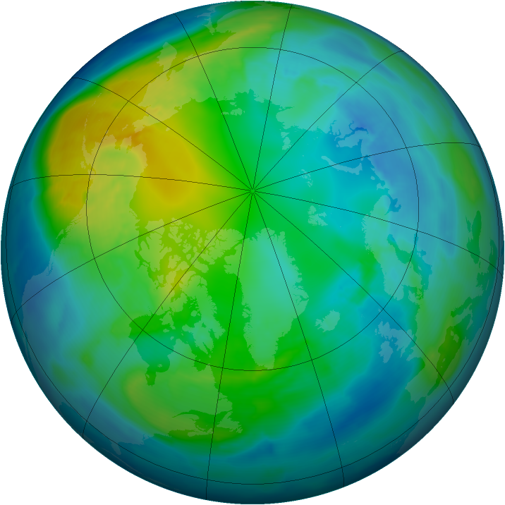Arctic ozone map for 01 November 2010